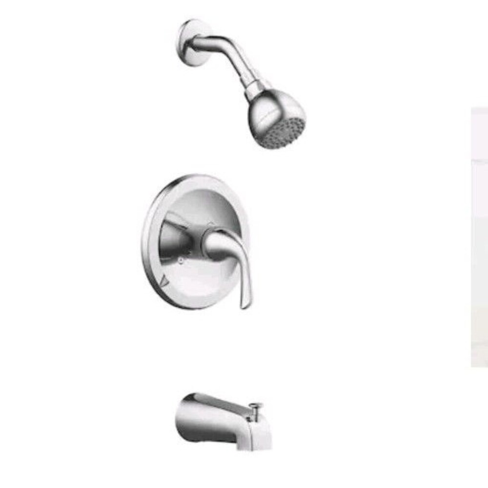 Project Source Dover Chrome 1 Handle Tub and Shower Faucet w Valve READ